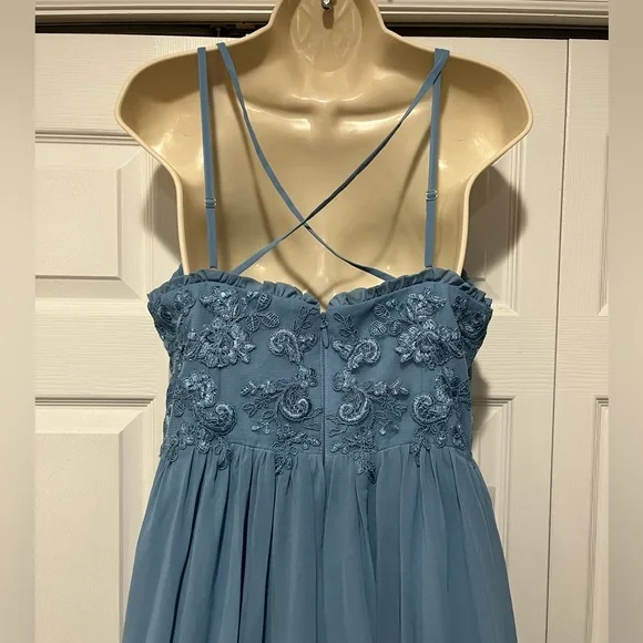 Azazie Shanna Dress - Steel Blue w/ Garment Bag - Picture 4 of 7